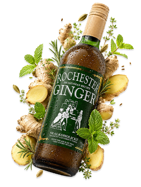Rochester Ginger Original obklopený zázvorom, mätou a bylinkami